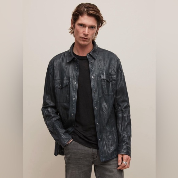 NWT John Varvatos leather Lionell Shirt Jacket.Msrp $698. Size SMALL - Picture 4 of 14